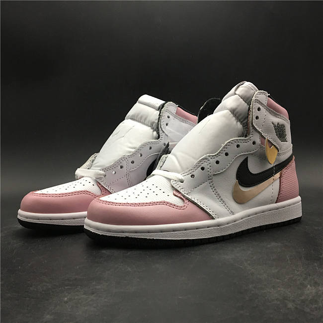 2019 Air Jordan 1 High OG GS White/Pink-Black 555088688 - 1