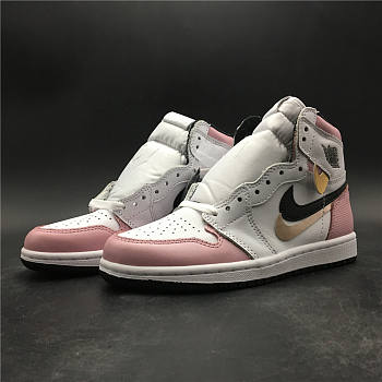 2019 Air Jordan 1 High OG GS White/Pink-Black 555088688