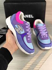 chanel low top trainer cc ivory blue