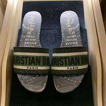 Dway Slide Multicolor Embroidered Cotton Green/ Bue