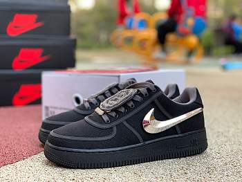  Nike Travis Scott X Air Force 1 Low Black Reflective Silver AQ4211- 001 