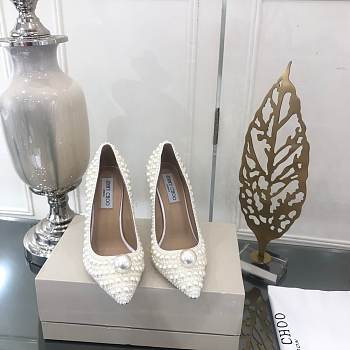 Jimmy Choo Women's Romy 100 White Pearl Pumps