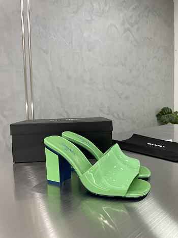 OPEN HEEL Glossy calf leather Green & Blue Turquoise