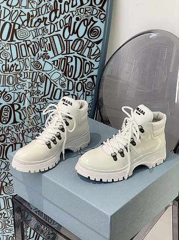 Brushed leather laced booties White