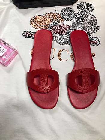 Pretty Hermes Epsom Calf Leather Sandals Slippers Red