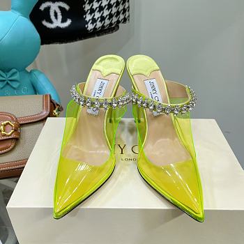Linen Patent Leather Mules with Crystal Strap 03