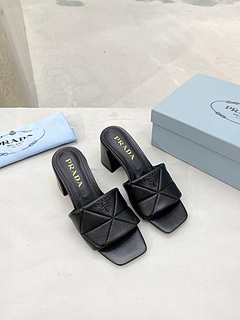 Quilted nappa leather heeled sandals - Blaclk 