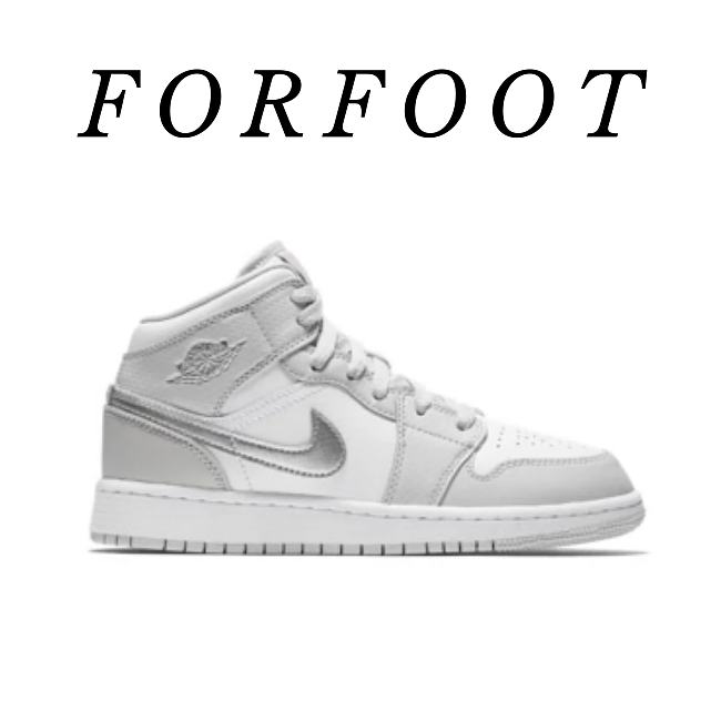 Nike Air Jordan 1 Mid GG Grey Fog Metallic Silver 555112-012 - 1