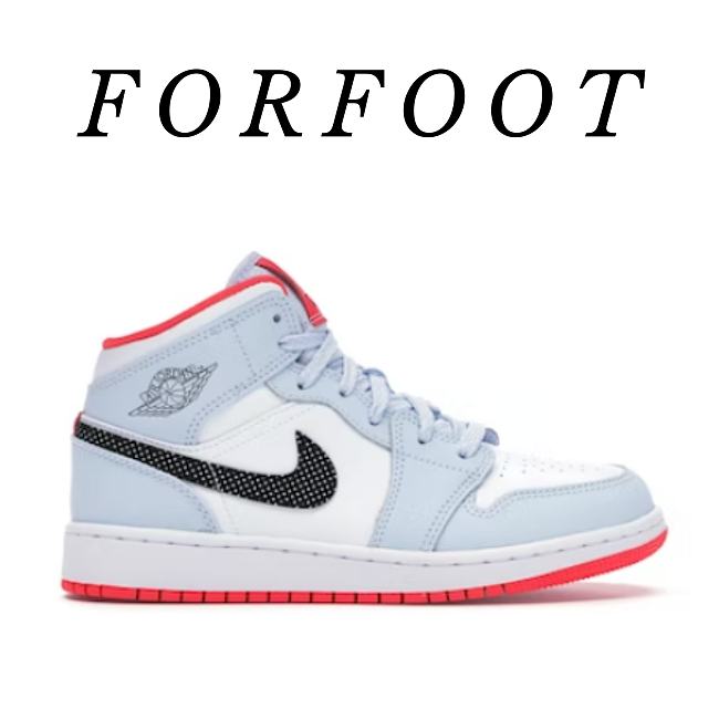 Air Jordan 1 Mid Half Blue Polka Dot Swoosh (GS) 555112-400 - 1