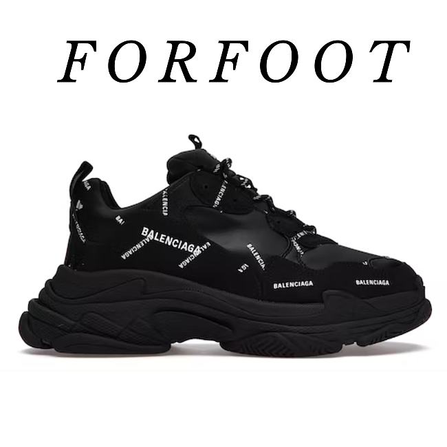 Balenciaga Triple S Allover Logo Black  536737 W2FA1 1090 - 1