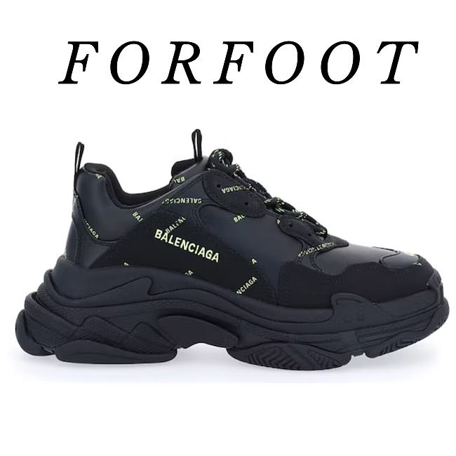 Balenciaga Triple S Allover Logo Black Green  536737W2FA11070 - 1