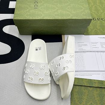 Men's GG slide sandal white Demetra 681880 UKU00 9014