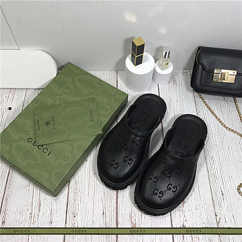 Gucci Men's platform black slip on sandal ‎655517 JFB00 1000