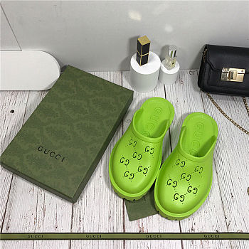 Gucci Men's platform green slip on sandal ‎655517 JFB00 1000