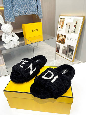 Fendi Wool New Slipper Black 