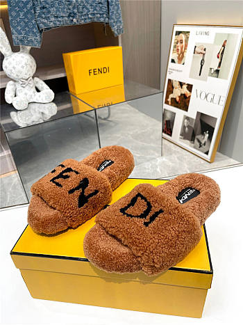 Fendi Wool New Slipper Brown