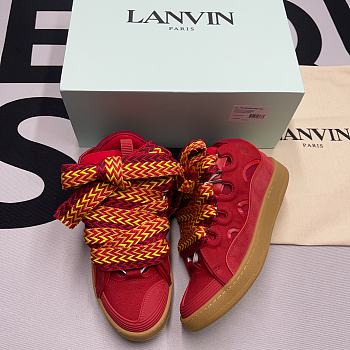 LEATHER CURB SNEAKERS RED