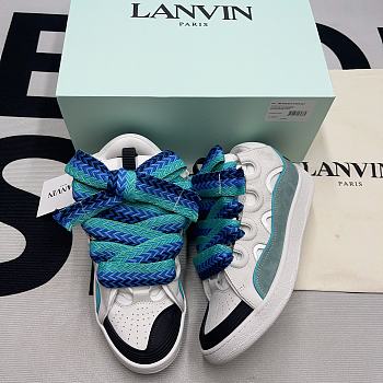 LEATHER CURB SNEAKERS BLUE NAVY