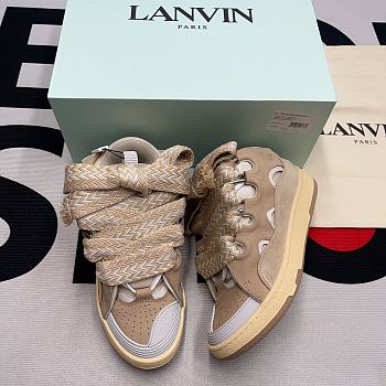 LEATHER CURB SNEAKERS BEIGE