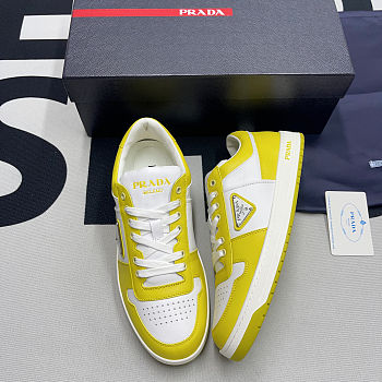 Prada Men's Yellow Triangle Logo-patch Low-top Sneakers