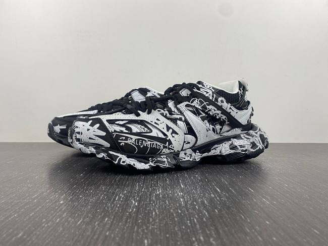 	 Balenciaga Men's Track 3 Graffiti Sneakers in Black - 1