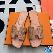 Hermès Oran rhinestone sandals Pink - 1