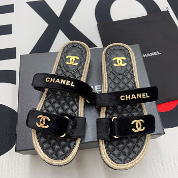 Chanel Velvet Velcro Sandal