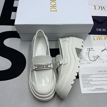 CHRISTIAN DIOR Code Patent white Leather Loafers