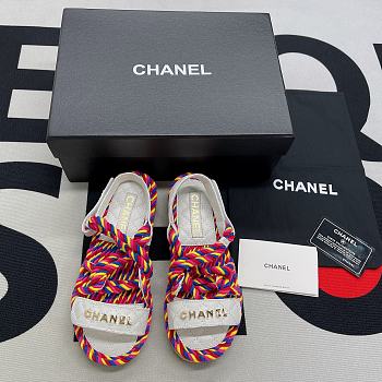 Chanel Multicolor Quilted Leather Cord Platform Sandals