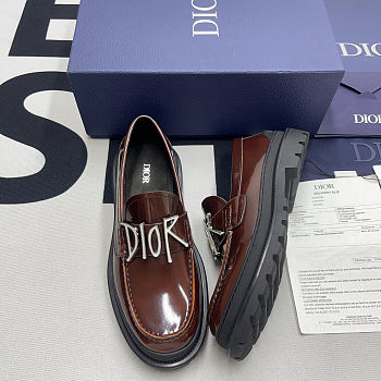 Dior Brown Logo Plaque Slip-on