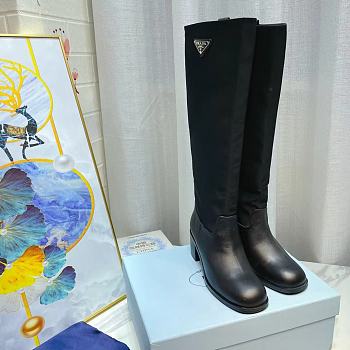 PRADA  Brushed-Leather And Re-Nylon Boots - Black