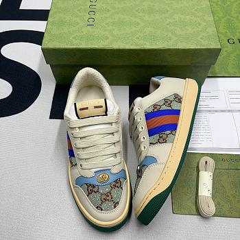 GUCCI WOMEN'S SCREENER SNEAKER Brown and blue GG canvas with crystals