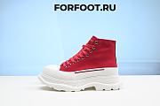ALEXANDER MCQUEEN Red Canvas 'Tread Slick' Sneaker Boots - 1
