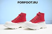 ALEXANDER MCQUEEN Red Canvas 'Tread Slick' Sneaker Boots - 5
