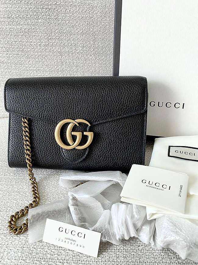 GUCCI Black Marmont Chain Sling WOC Bag - 1