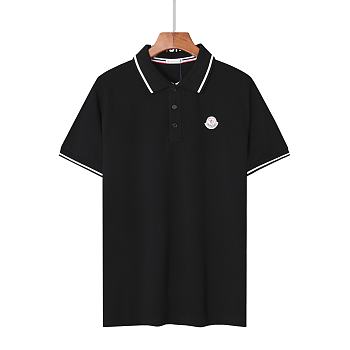 Moncler logo-patch polo shirt/Black