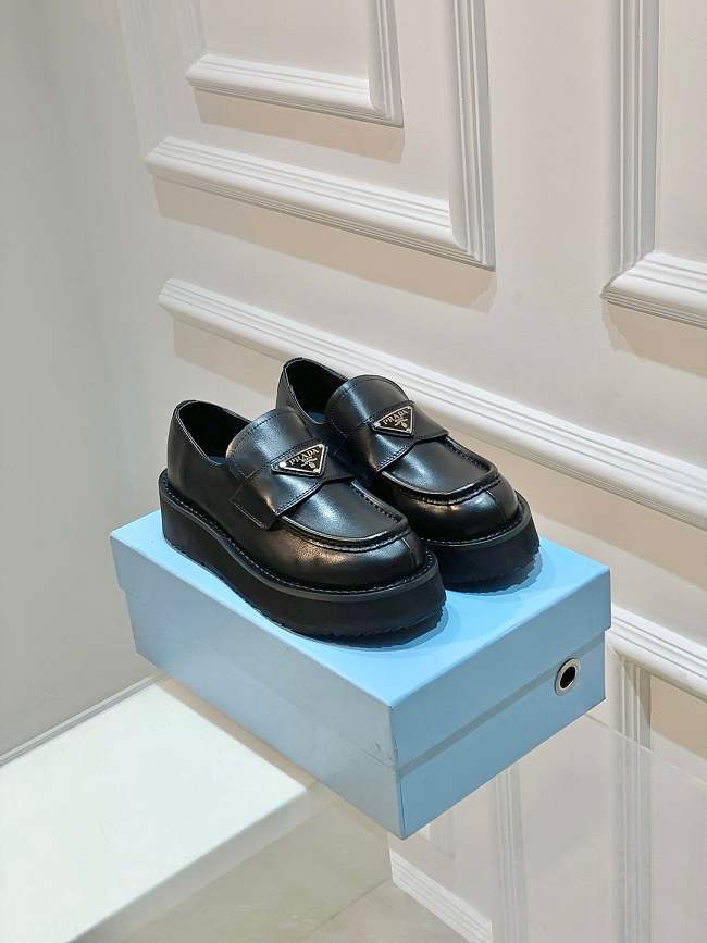 Prada Chocolate brushed leather loafers Black - 1