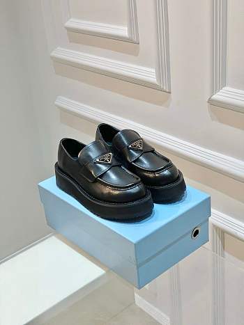 Prada Chocolate brushed leather loafers Black