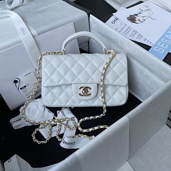 Chanel classic flap bag lams skin white - 20x12x6cm