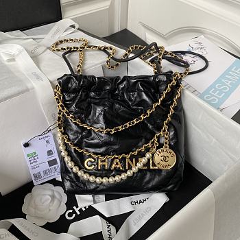 Chanel 22 calfskin black bag - 19x20x6cm