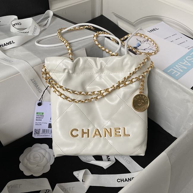 Chanel 22 calfskin white bag - 19x20x6cm - 1