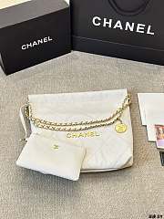 Chanel 22 calfskin white bag  double C gold coin pendant  big size - 33cm  - 6