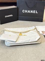 Chanel 22 calfskin white bag  double C gold coin pendant  big size - 33cm  - 4