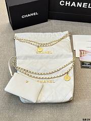 Chanel 22 calfskin white bag  double C gold coin pendant  big size - 33cm  - 3