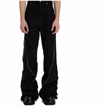 Rick Owens Men's Black Bolan Banana Slim-fit Flared Zip-embellished Faille Trousers