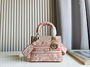 Dior Medium Dioriviera Lady D-Lite Bag Candy Pink Toile de Jouy Embroidery - size 24 x 21 x 12 cm - 6