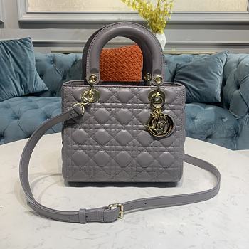 Dior Lady Elephant Grey Sheep Gold lambskin size 24 x 12x 20cm