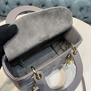 Dior Lady Elephant Grey Sheep Gold lambskin size 24 x 12x 20cm - 3