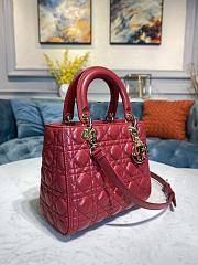 Lady Dior handbag cherry red gold buckle Size: 24 x 20 x 11 cm - 5