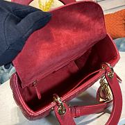 Lady Dior handbag cherry red gold buckle Size: 24 x 20 x 11 cm - 4
